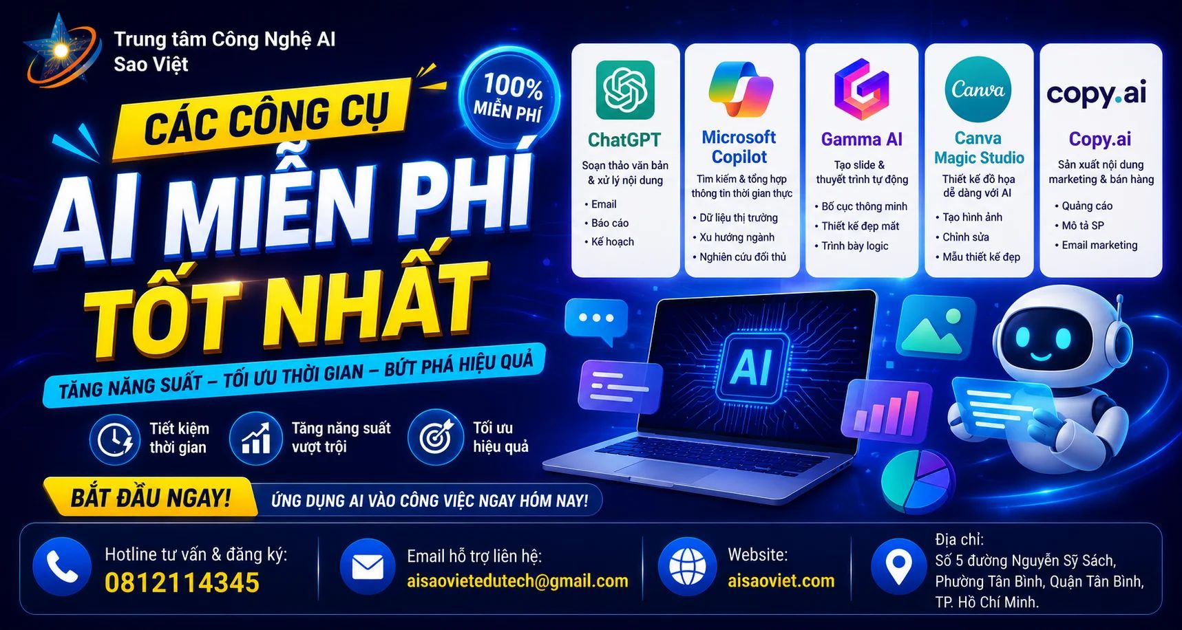 Top Các Công Cụ AI Miễn Phí Tốt Nhất Cho Mọi Ngành Nghề
