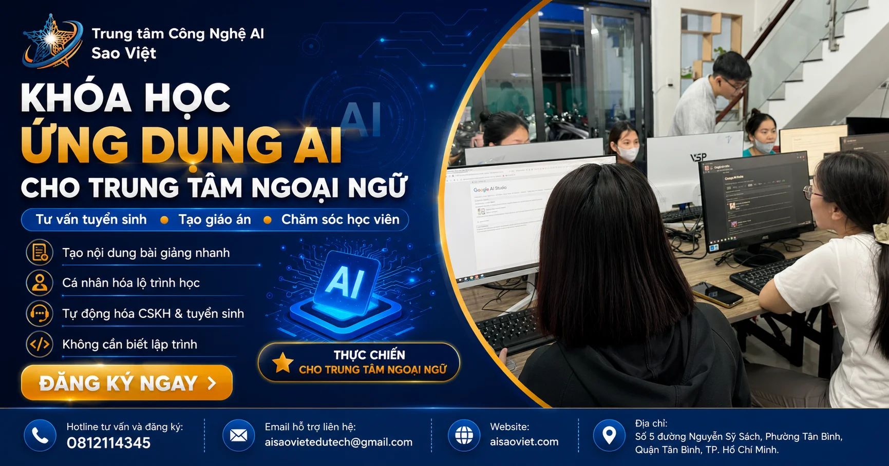 Khóa Học Ứng Dụng  AI Cho Trung Tâm Ngoại Ngữ 