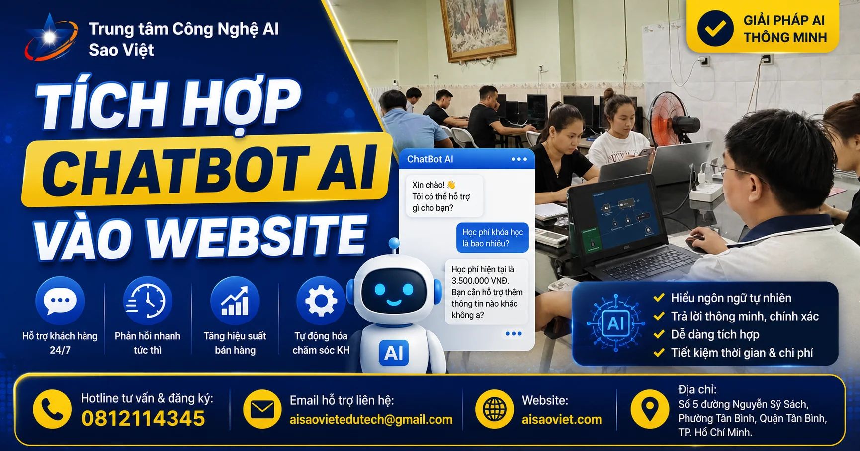 Khóa Học Tích Hợp ChatBot AI vào Website Doanh Nghiệp Không Cần Lập Trình