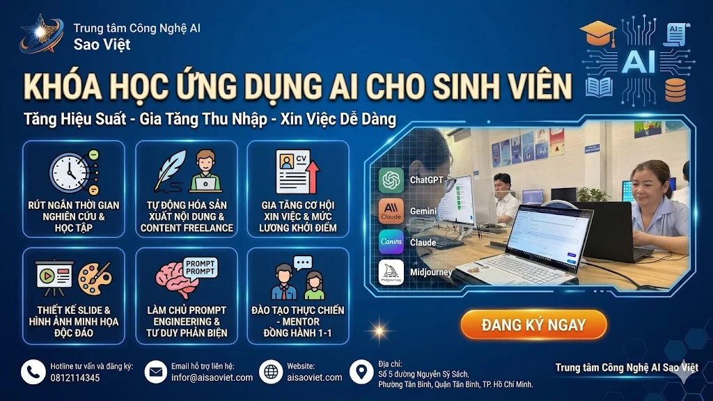 Khóa Học AI Cho Sinh Viên: Đào Tạo Thực Chiến, Ứng Dụng Đa Ngành Tại AI Sao Việt