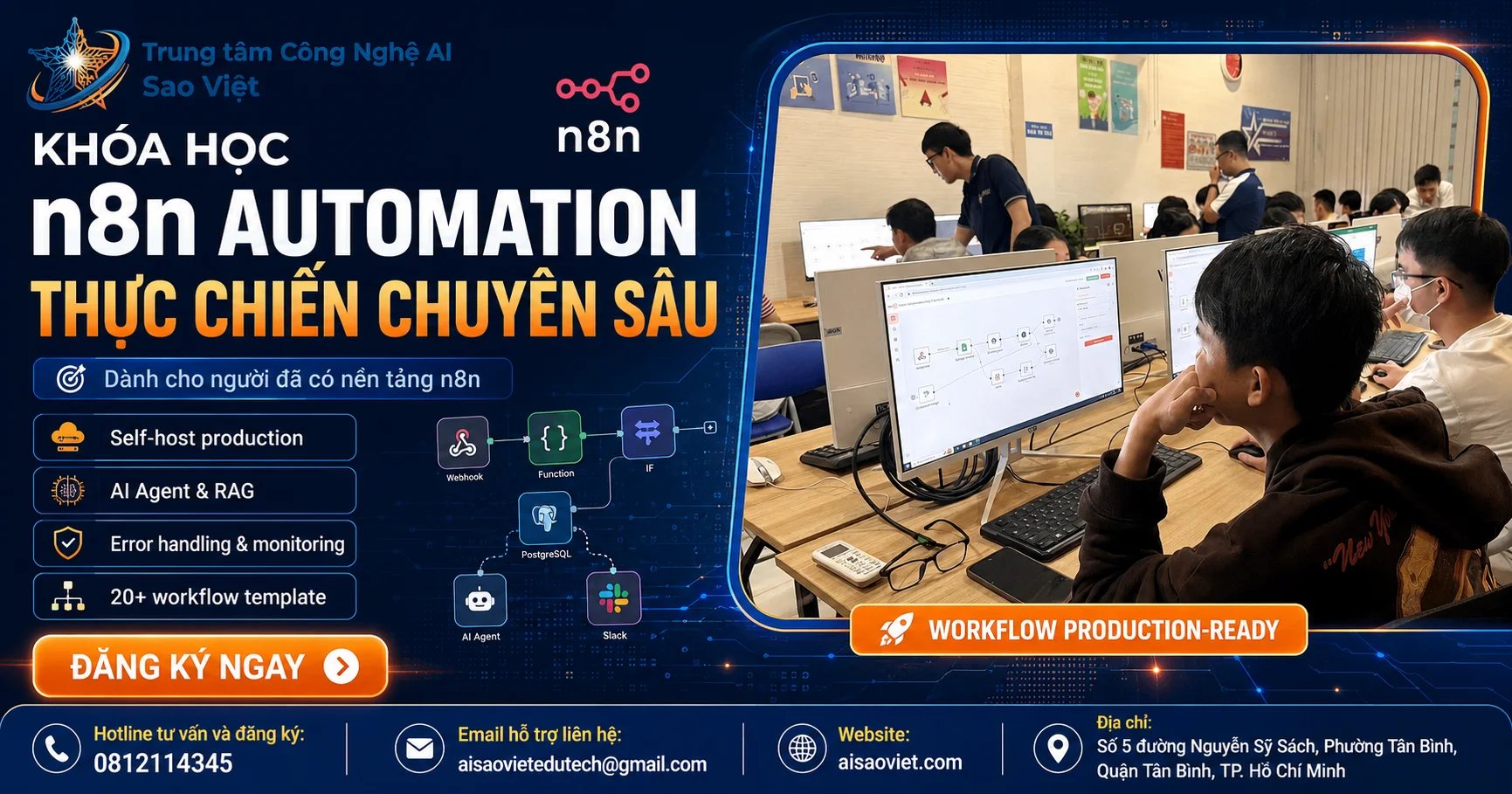 Khóa Học n8n Automation Thực Chiến Chuyên Sâu: AI Agent & Self-Host