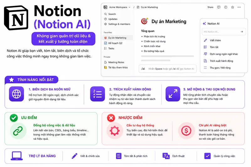 AI soạn thảo văn bản Notion AI