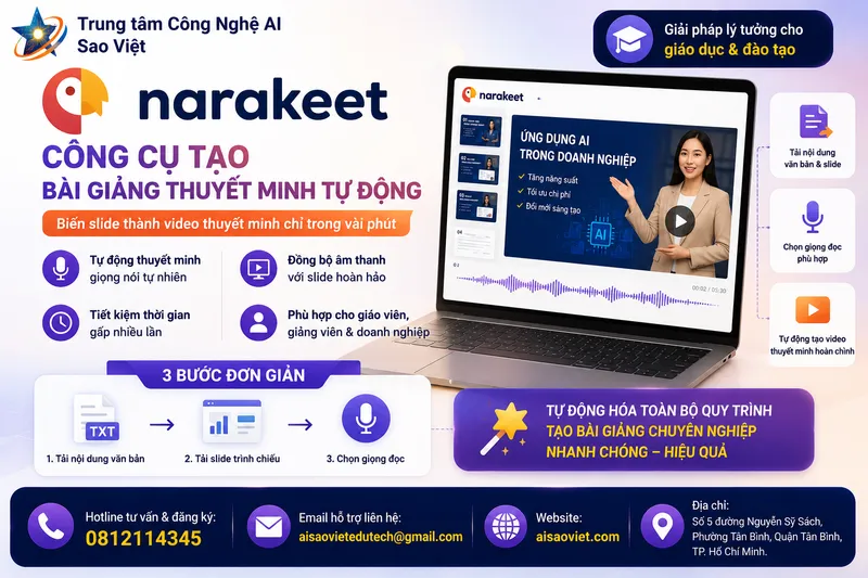 Công cụ tạo giọng nói bằng AI Narakeet